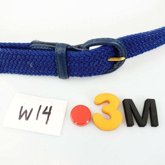 Belt Men's Leather Blue Braided‎ Cloth Fabric LARGE Formal Party D-Ring Buckle - Picture 10 of 11